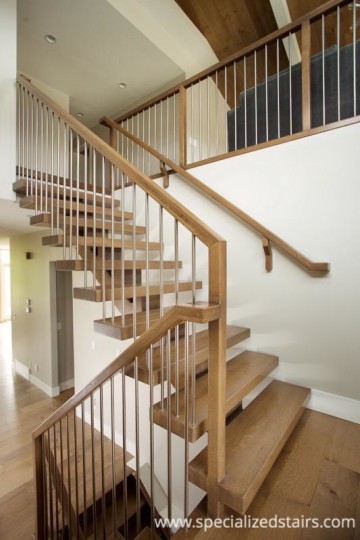 White Oak Mono With Steel Specialized Stair Rail