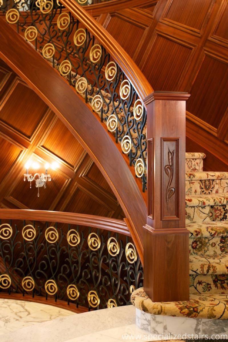 Custom santos mahogony staircase.